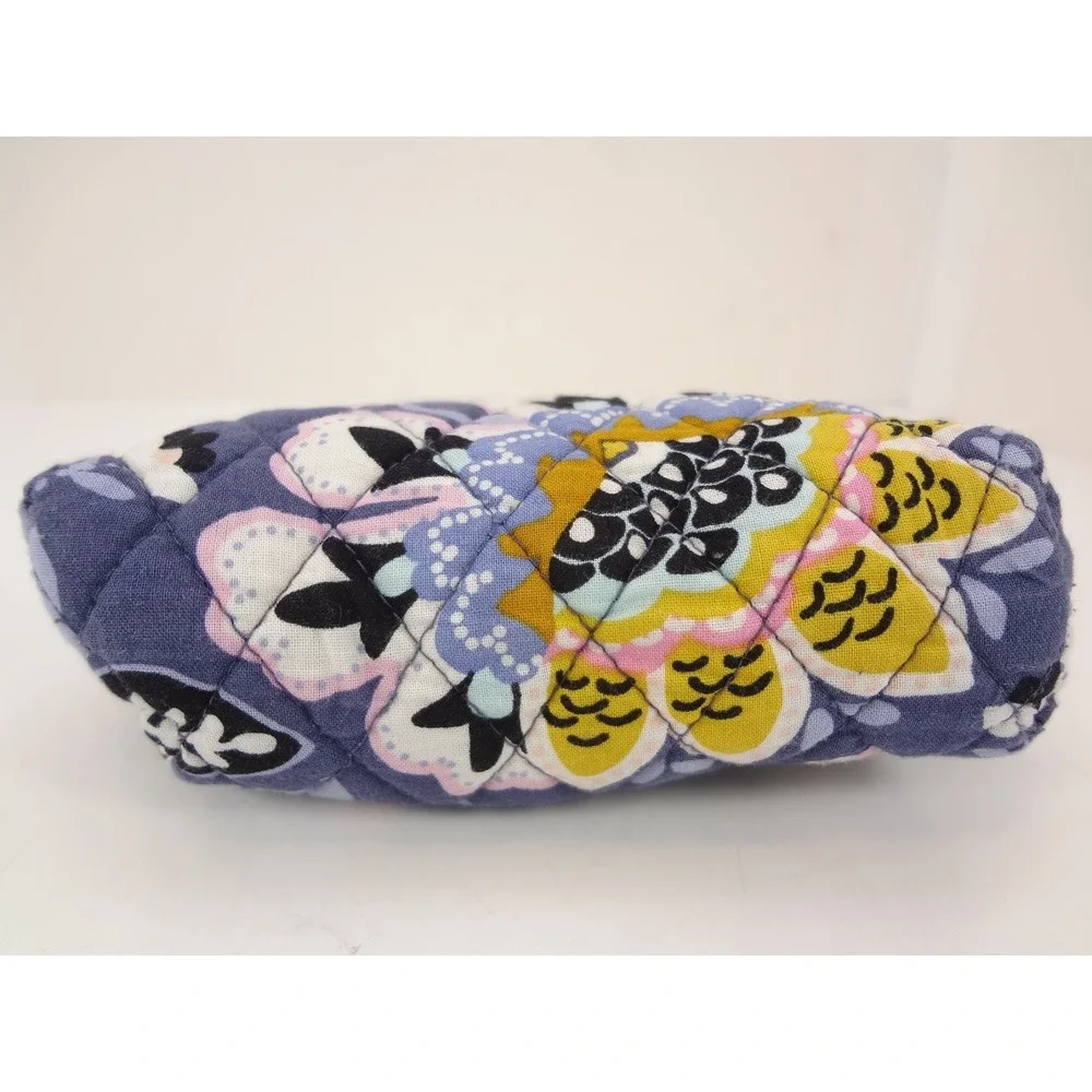 Vera Bradley Cosmetic Bag Grey Excellent Quilted Floral Zipper Pouch Mirror‎